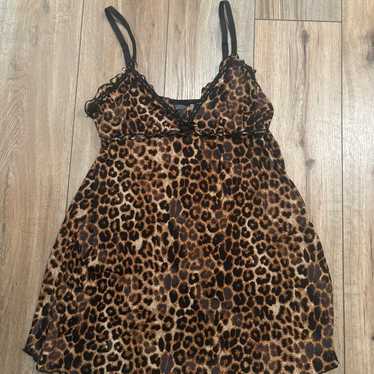 Vintage Y2K Cheetah Print Mini Mesh Dress