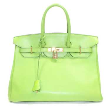 Hermes Hand Bag Birkin35 Light green Leather 4331… - image 1