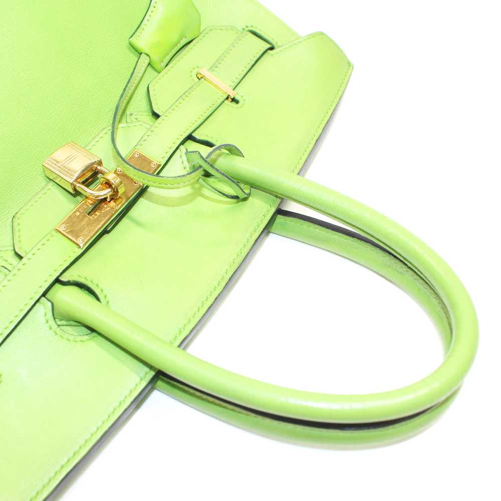 Hermes Hand Bag Birkin35 Light green Leather 4331… - image 6
