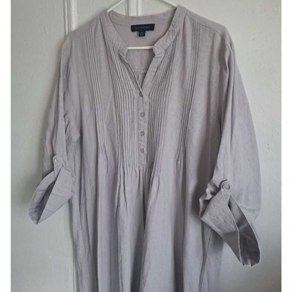 Tahari Womens Large Tab Sleeve Linen Dress Breezy… - image 3