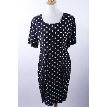 80s Black, Polka Dot Dress, Dotted, White Dots, S… - image 1