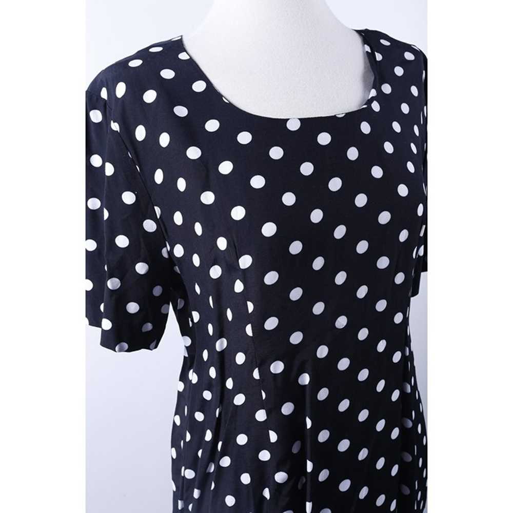 80s Black, Polka Dot Dress, Dotted, White Dots, S… - image 2