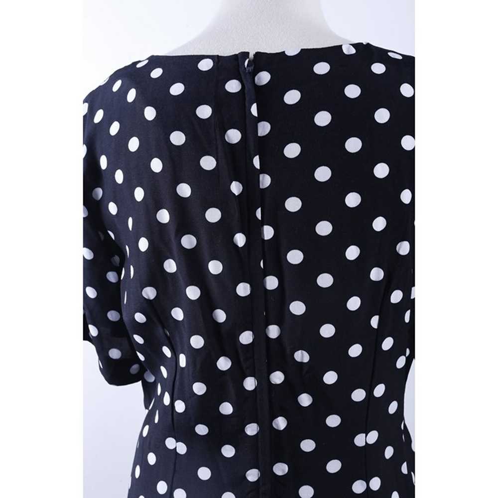 80s Black, Polka Dot Dress, Dotted, White Dots, S… - image 5
