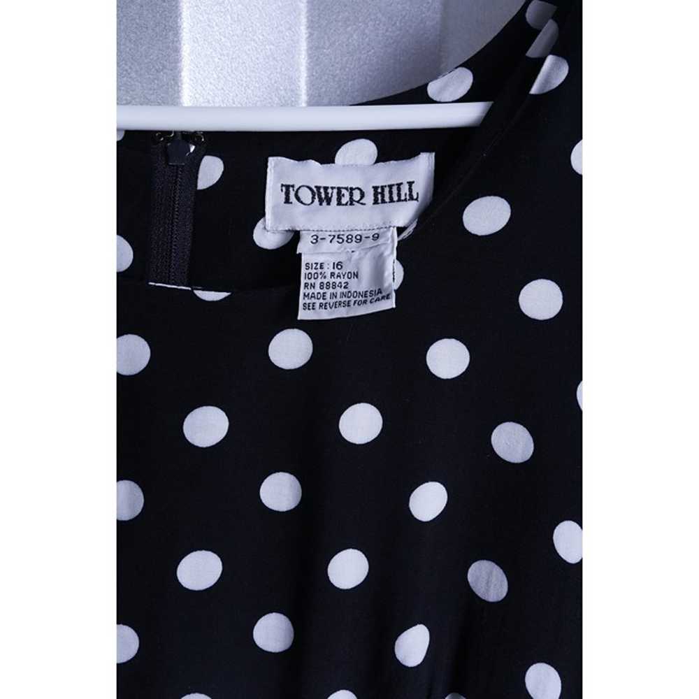 80s Black, Polka Dot Dress, Dotted, White Dots, S… - image 6