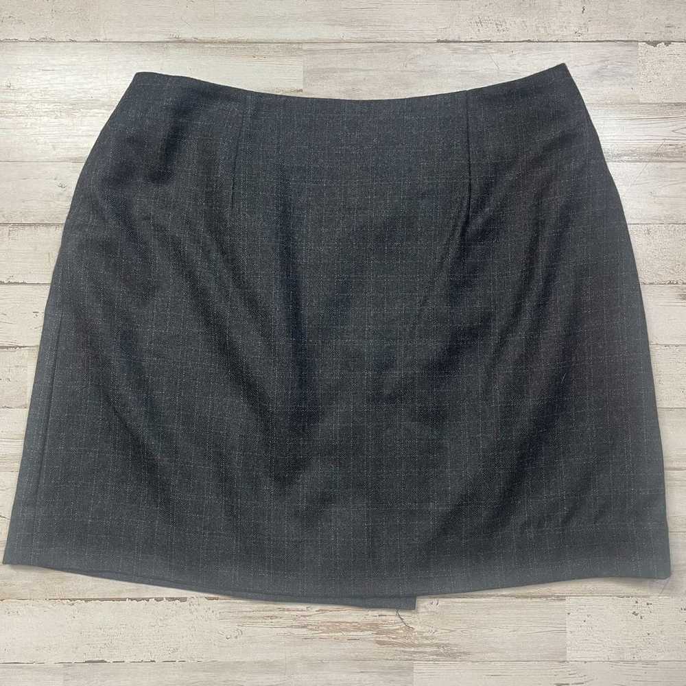 INC Black Charcoal Plaid 100% Wool Short Wrap Ski… - image 2