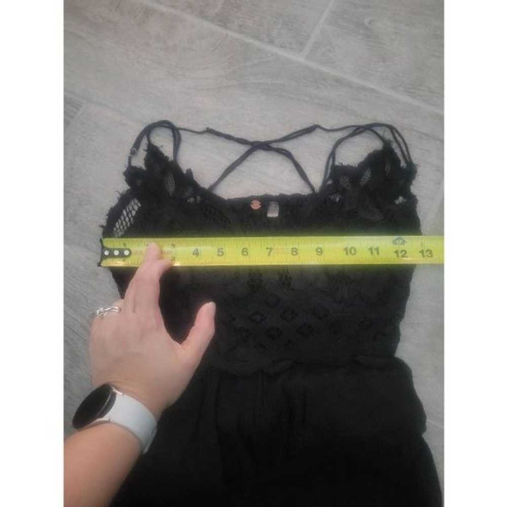 Free People Adella Crochet Lace Top Long Black Ma… - image 3
