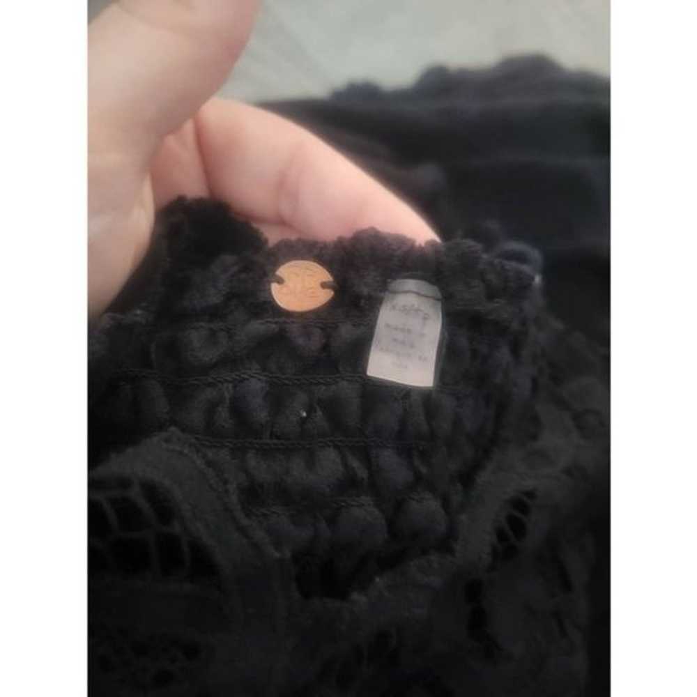 Free People Adella Crochet Lace Top Long Black Ma… - image 4