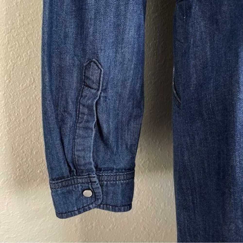 Boden denim button front 3/4 sleeve jean dress po… - image 11