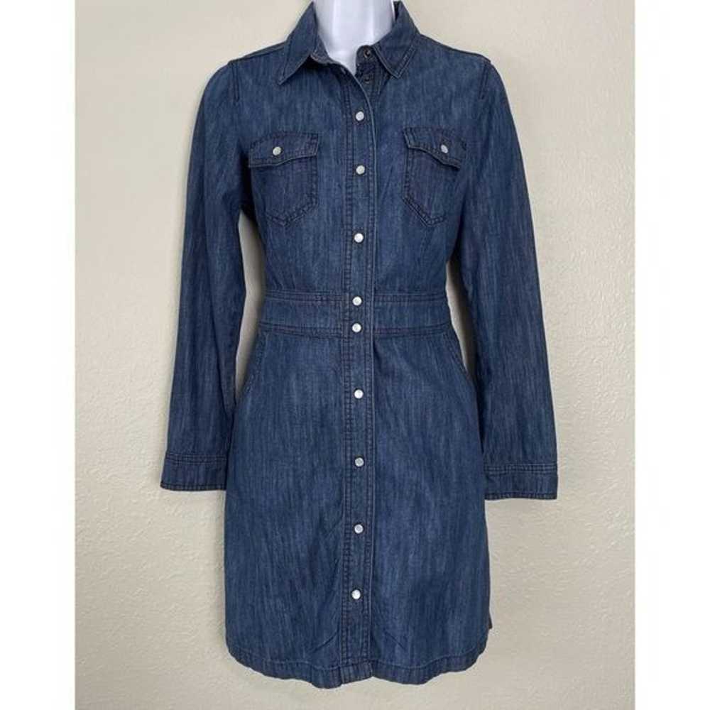 Boden denim button front 3/4 sleeve jean dress po… - image 2
