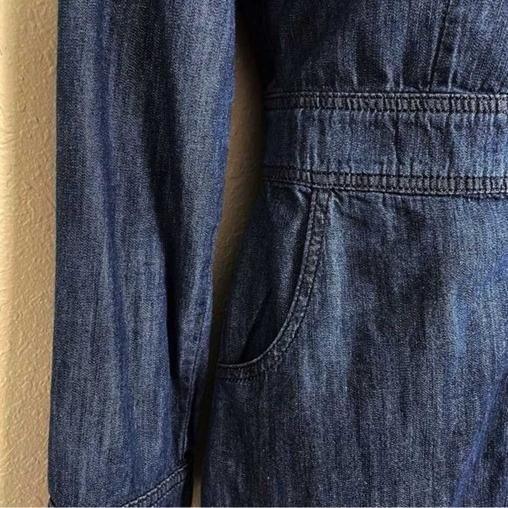 Boden denim button front 3/4 sleeve jean dress po… - image 5