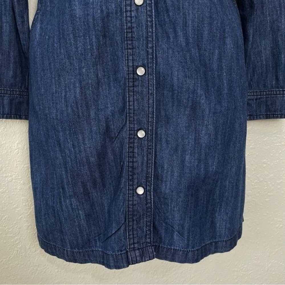 Boden denim button front 3/4 sleeve jean dress po… - image 6