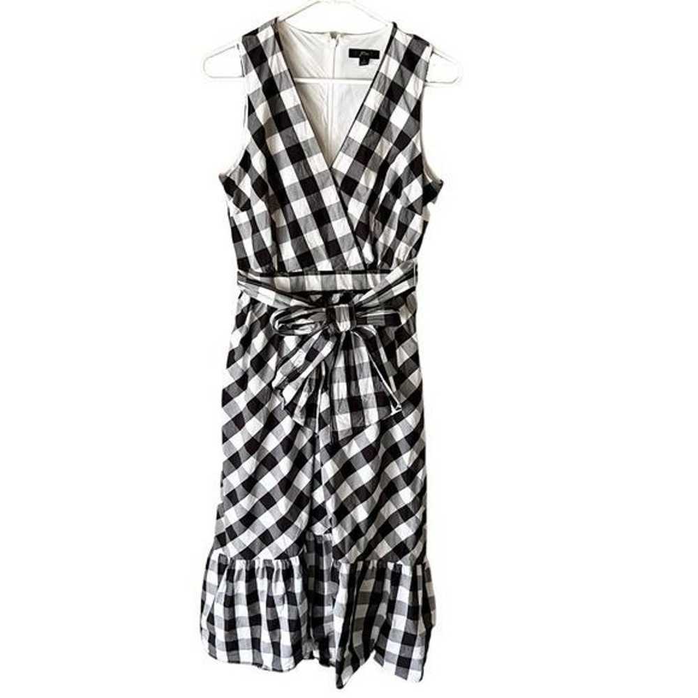 J. CREW Sleeveless Faux Wrap Dress in Gingham Cot… - image 1