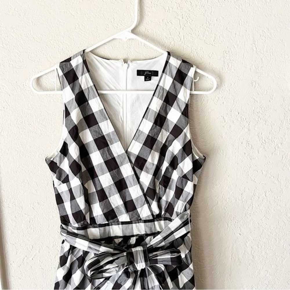 J. CREW Sleeveless Faux Wrap Dress in Gingham Cot… - image 3