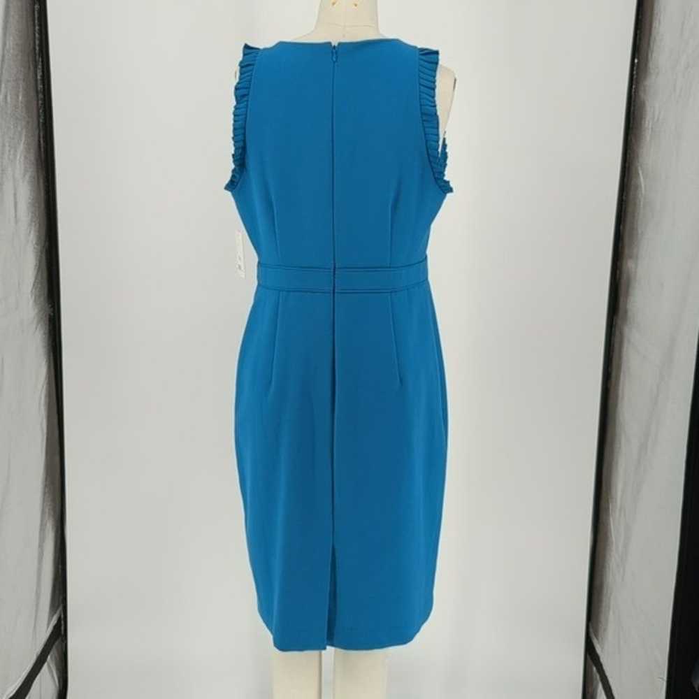 Ann Taylor Ruffle Sheath Dress Blue 6 Business ca… - image 2