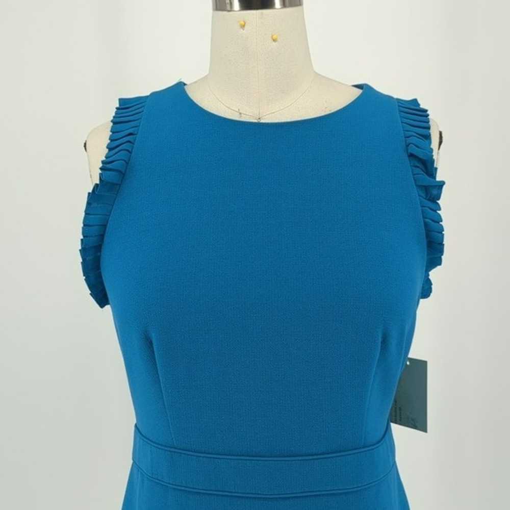 Ann Taylor Ruffle Sheath Dress Blue 6 Business ca… - image 3