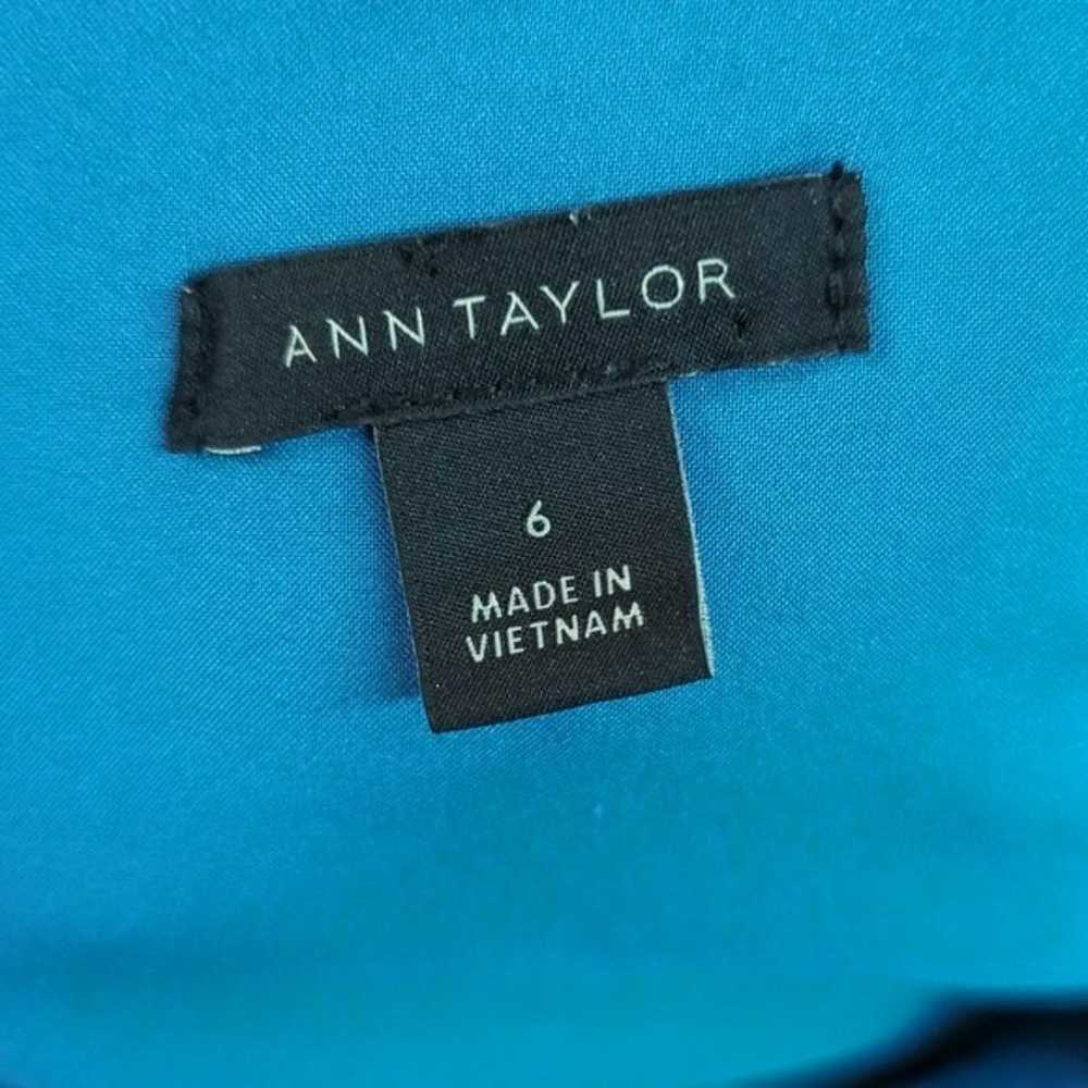 Ann Taylor Ruffle Sheath Dress Blue 6 Business ca… - image 5