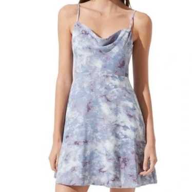 ASTR The Label Cowl Neck Marble Print Dress