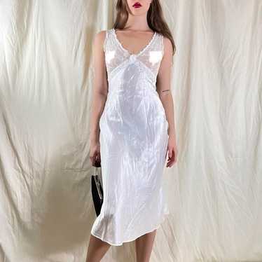 Vintage 80’s White Satin Nightgown Maxi Slip Dress