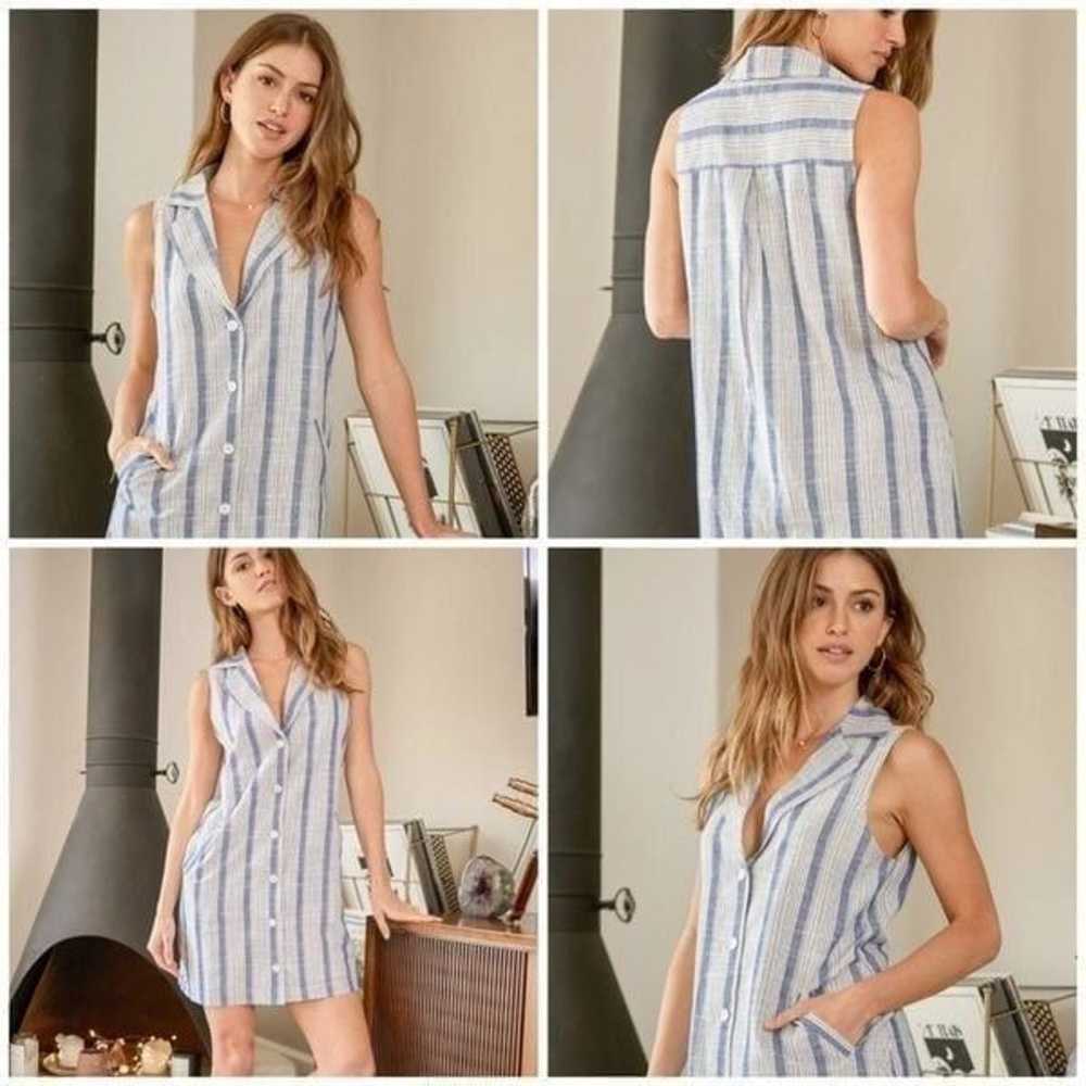 Lulus Spend the Time Blue Striped Sleeveless Butt… - image 2