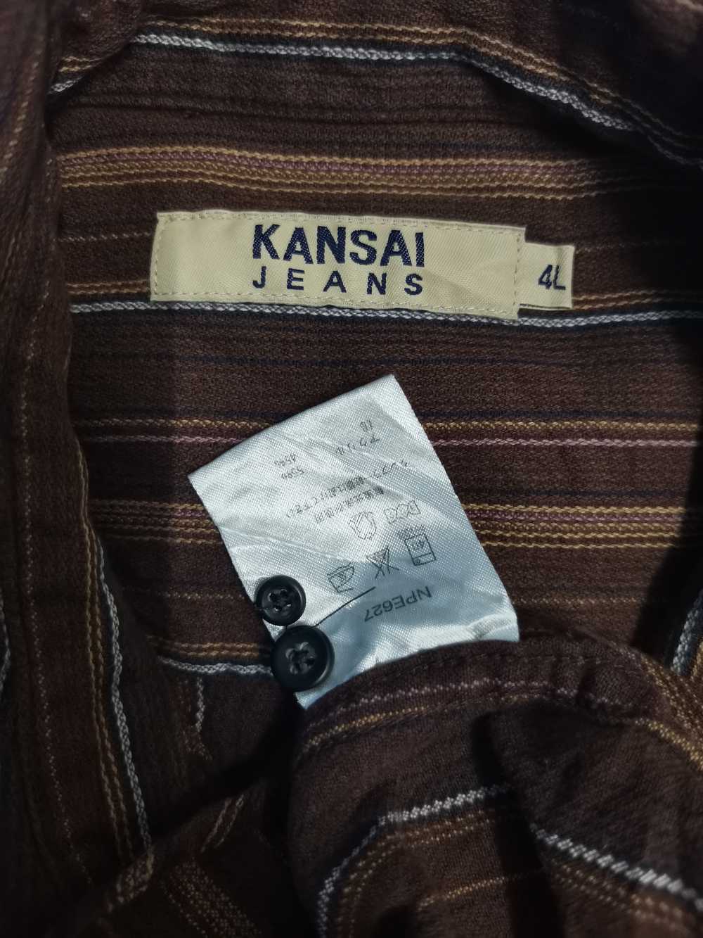 Designer - Kansai Jeans Shirt Button Up Japan Des… - image 2