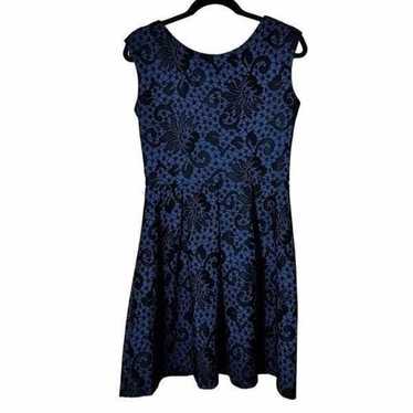 Neiman Marcus Blue with Black Lace Fit & Flare Co… - image 1