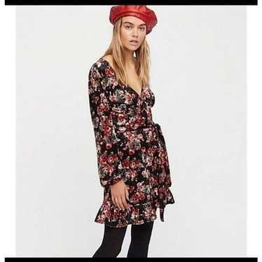 NWOT Free People Velvet floral wrap dress Color B… - image 1