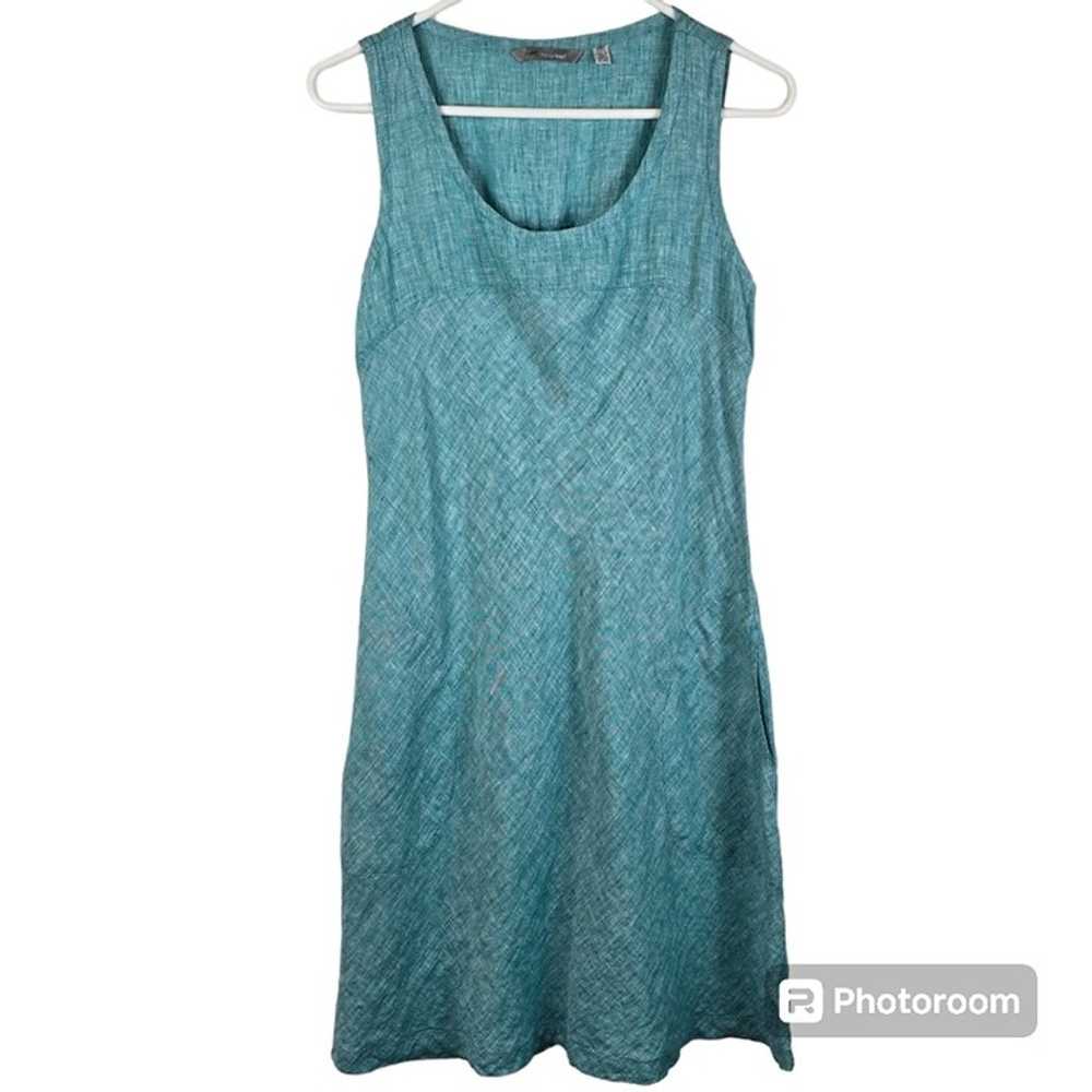 Horny Toad 100% linen turquoise A-line knee lengt… - image 1