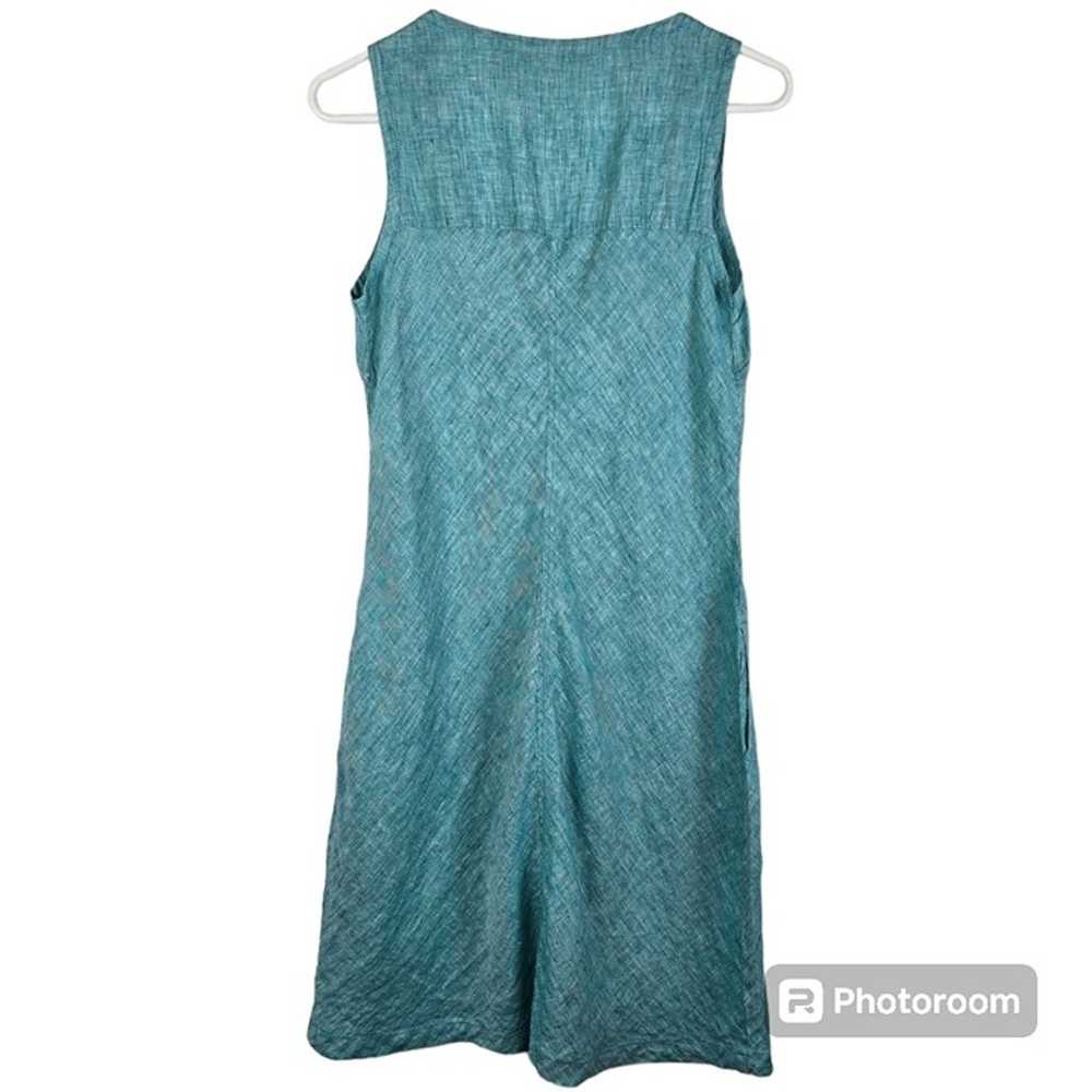 Horny Toad 100% linen turquoise A-line knee lengt… - image 2