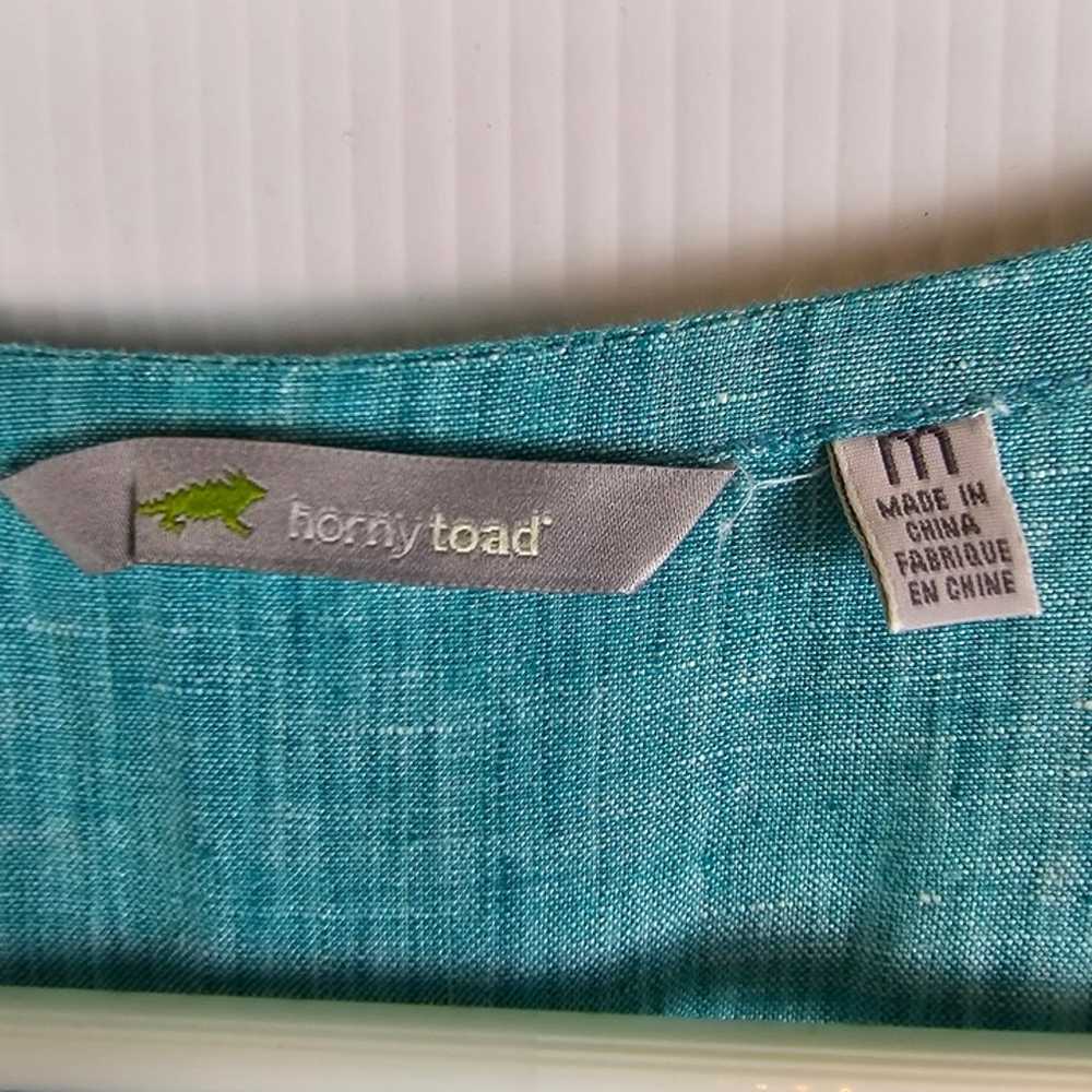 Horny Toad 100% linen turquoise A-line knee lengt… - image 7
