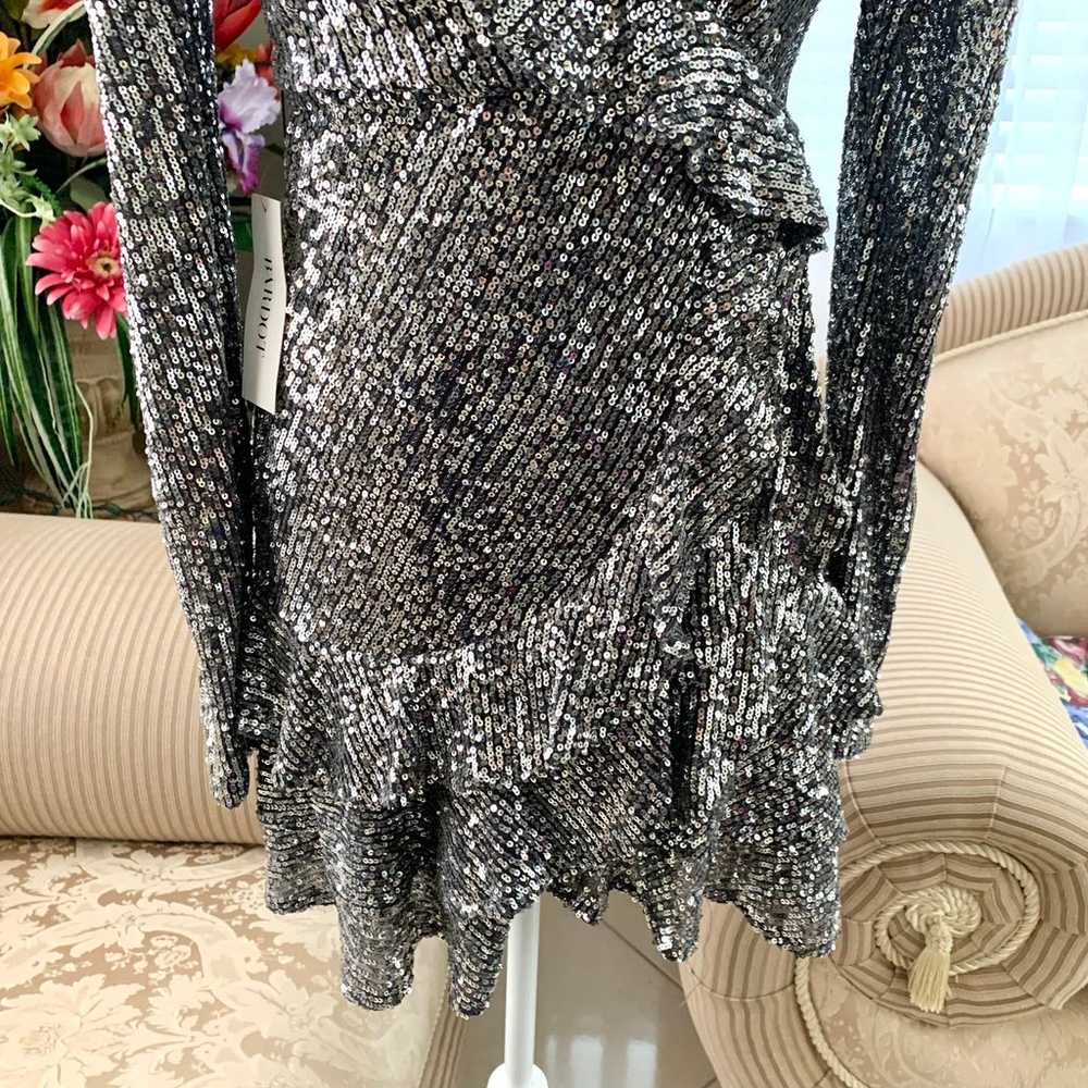 Bardot Winona Sequin Ruffle Wrap Mini Dress in Ch… - image 7