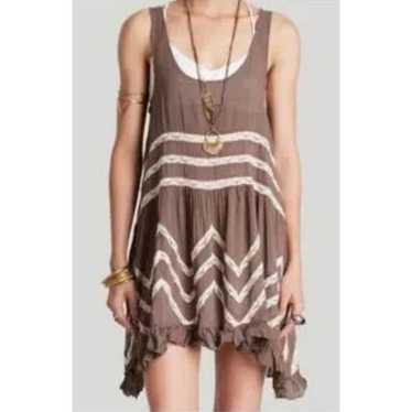 51 Intimately Free People brown Voile & Lace Trap… - image 1