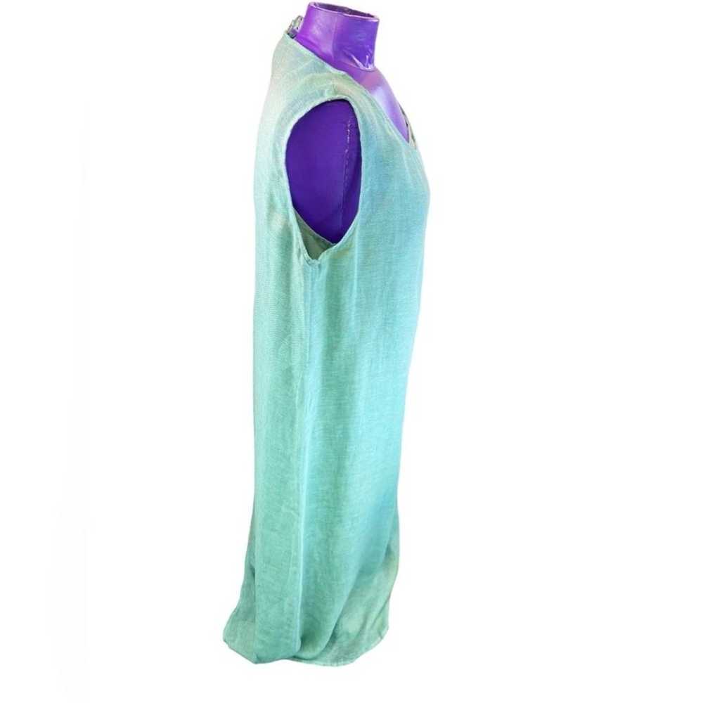 Eileen Fisher blue green linen nylon tank maxi dr… - image 3