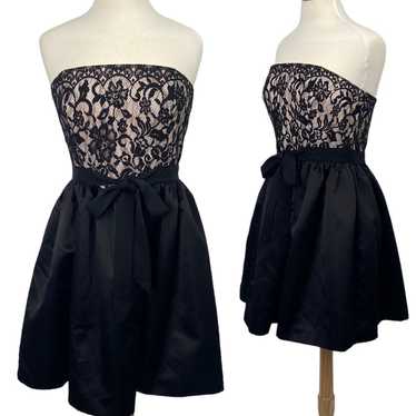 Shoshanna Lace Satin Fit & Flare Mini Dress Strapl