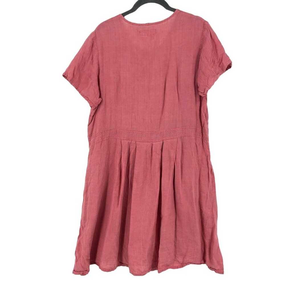 Flax Fit & Flare Dress Women Medium Pink Linen Ru… - image 3