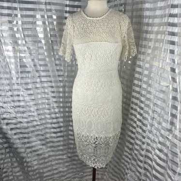 Lulus White Lace Overlay Short Sleeve Dressj