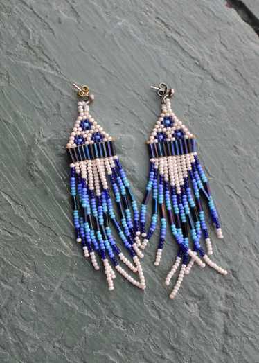 beaded sky blue earrings