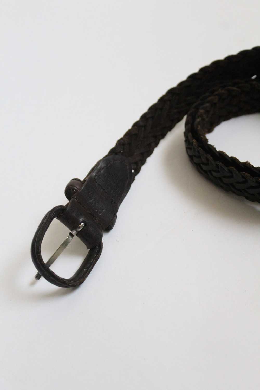 braided dark walnut leather belt - image 2