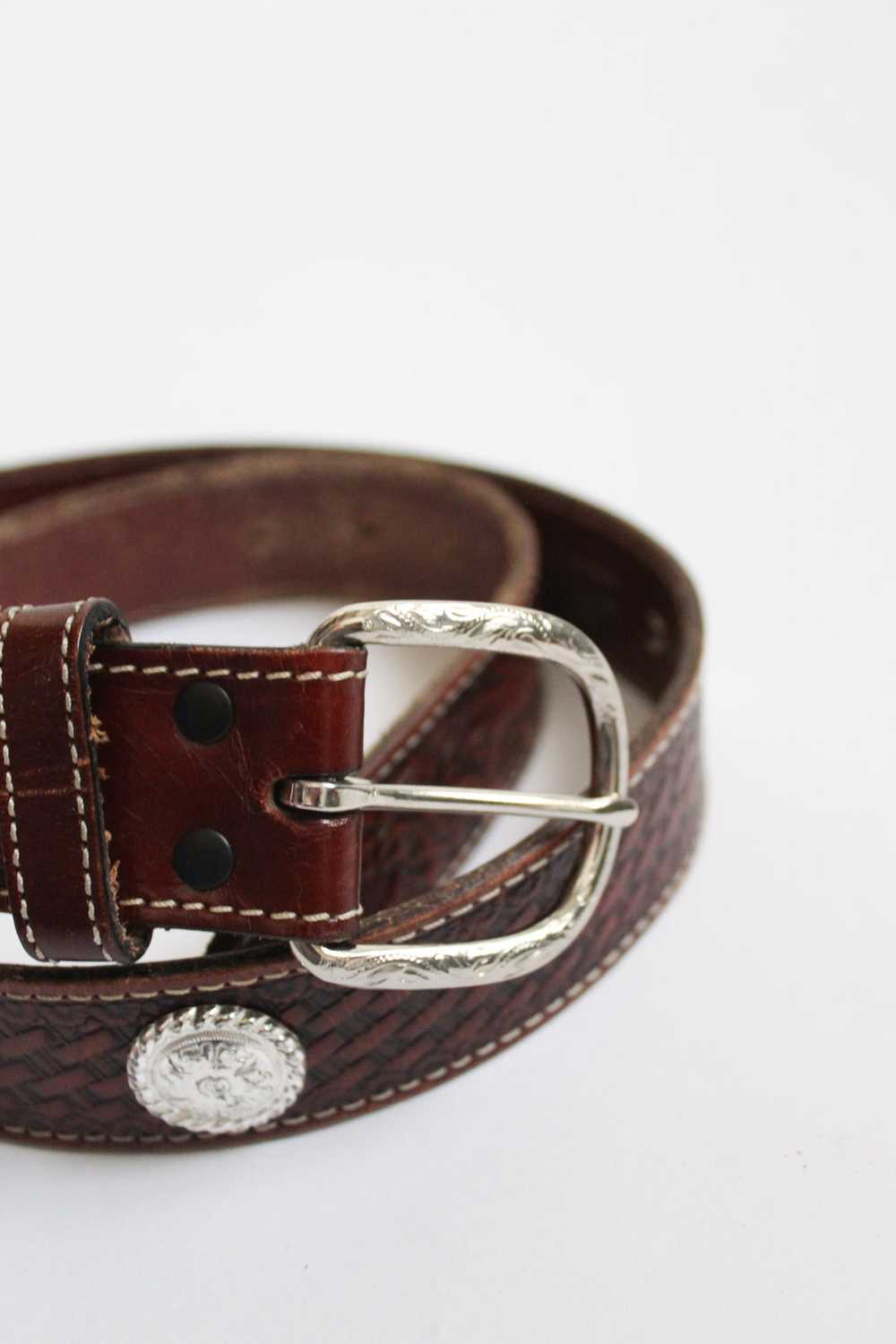 tooled leather belt - image 3