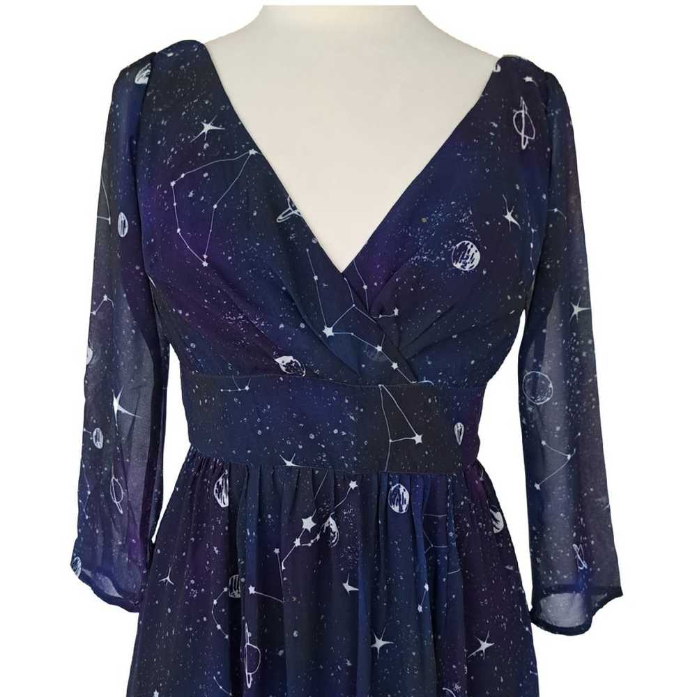 eShakti Retro Night Sky Midi Dress Size XS Stars … - image 3