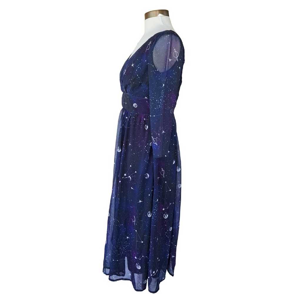 eShakti Retro Night Sky Midi Dress Size XS Stars … - image 4