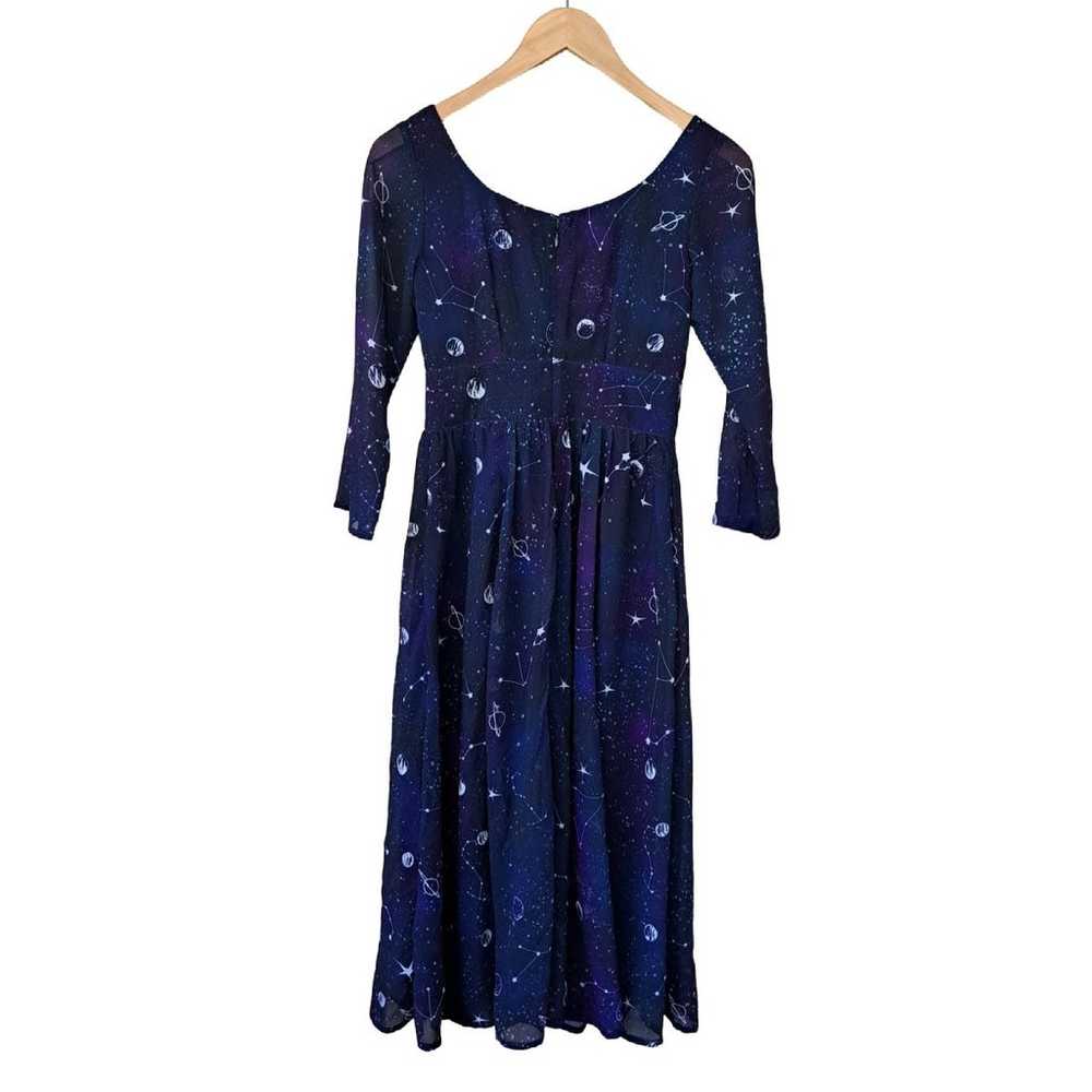 eShakti Retro Night Sky Midi Dress Size XS Stars … - image 8