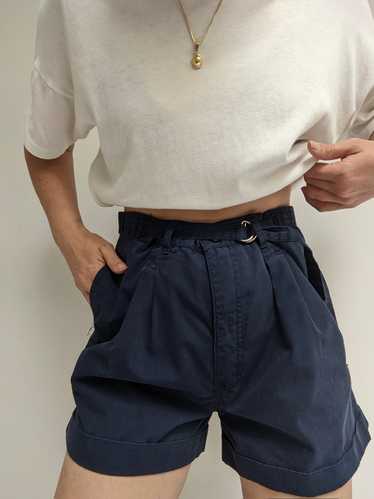 Vintage Faded Navy Pleated Shorts - image 1