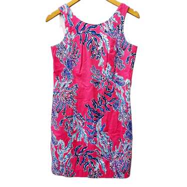 Lilly Pulitzer Shift Dress Pink Blue Coral Dress … - image 1