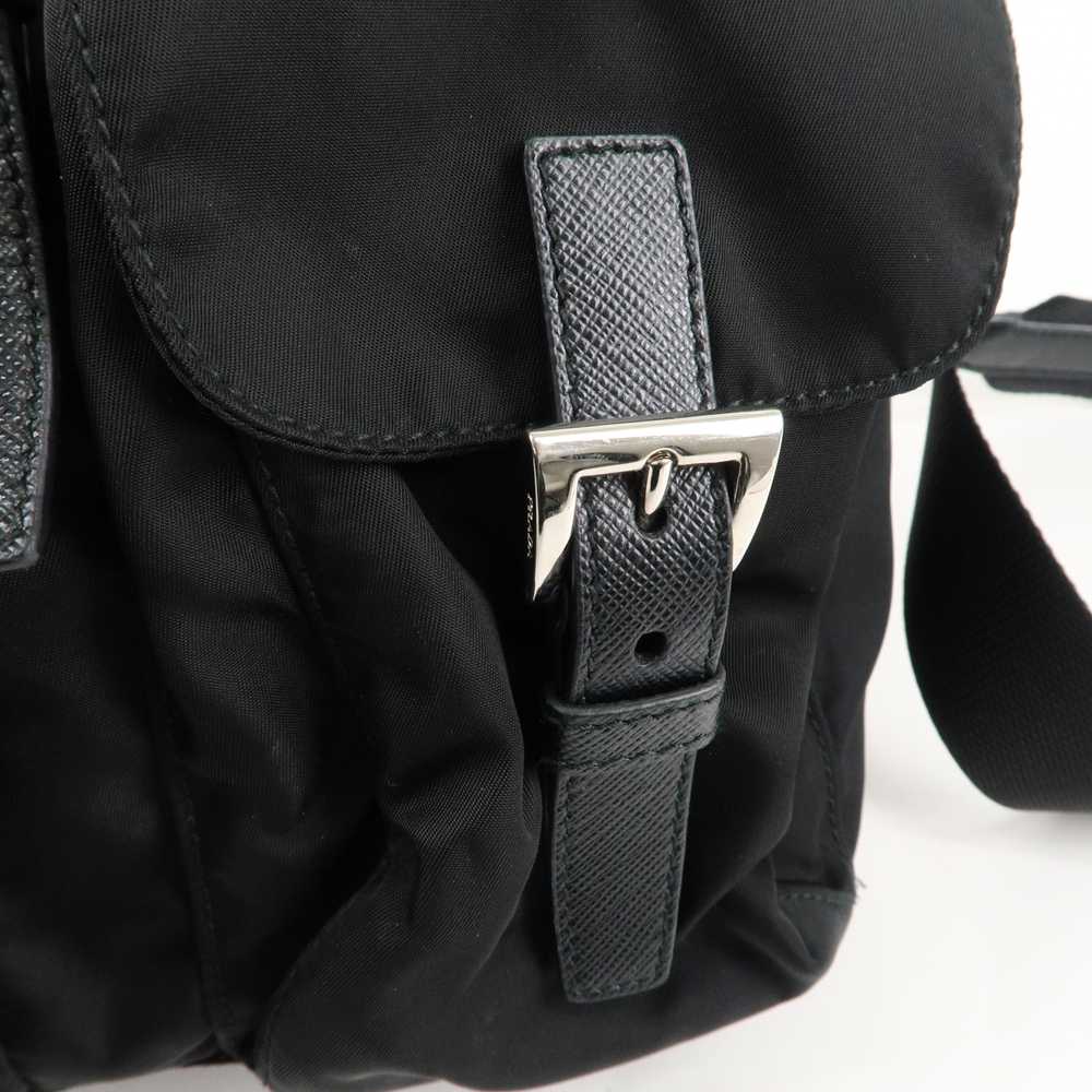 PRADA Nylon Saffiano Leather Rucksack Backpack Bl… - image 11