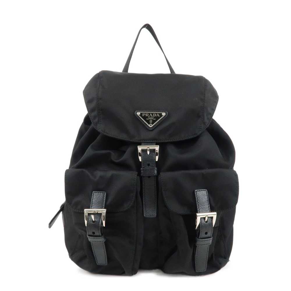 PRADA Nylon Saffiano Leather Rucksack Backpack Bl… - image 1