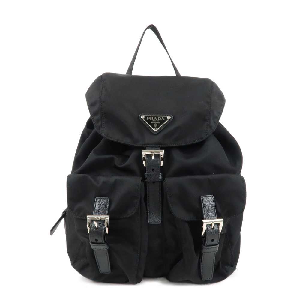 PRADA Nylon Saffiano Leather Rucksack Backpack Bl… - image 2