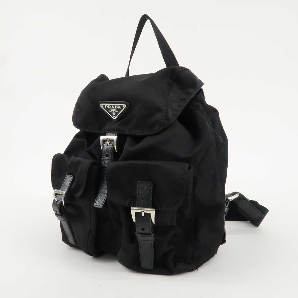 PRADA Nylon Saffiano Leather Rucksack Backpack Bl… - image 4