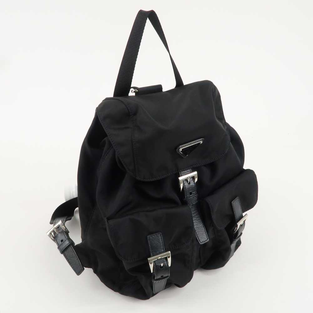 PRADA Nylon Saffiano Leather Rucksack Backpack Bl… - image 5