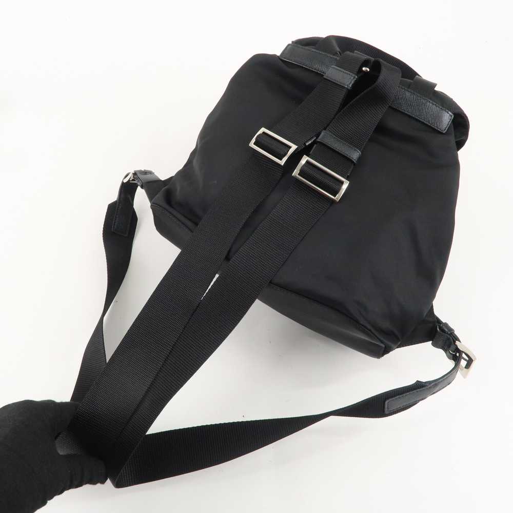 PRADA Nylon Saffiano Leather Rucksack Backpack Bl… - image 7