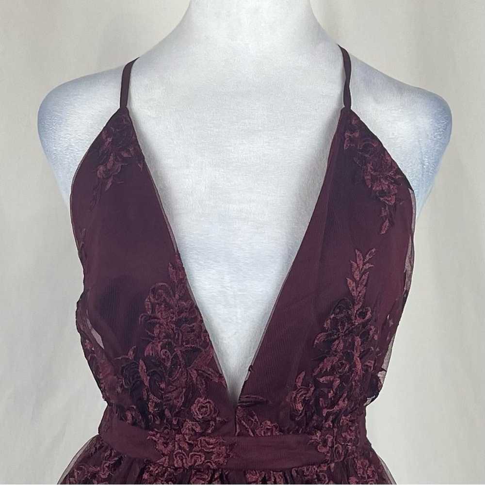 Lulu’s Sheer Burgundy Lace Party Event Dance Dres… - image 2